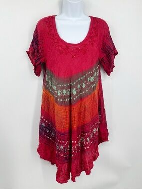 Boho Pink Tunic Blouse Free Size Whimsical Fairycore Hippie New With Tags